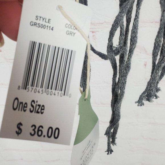 NEW QUAGGA GREEN LABEL Womens Recycled Polyester Infinity Scarf Gray Fringe - Picture 8 of 10